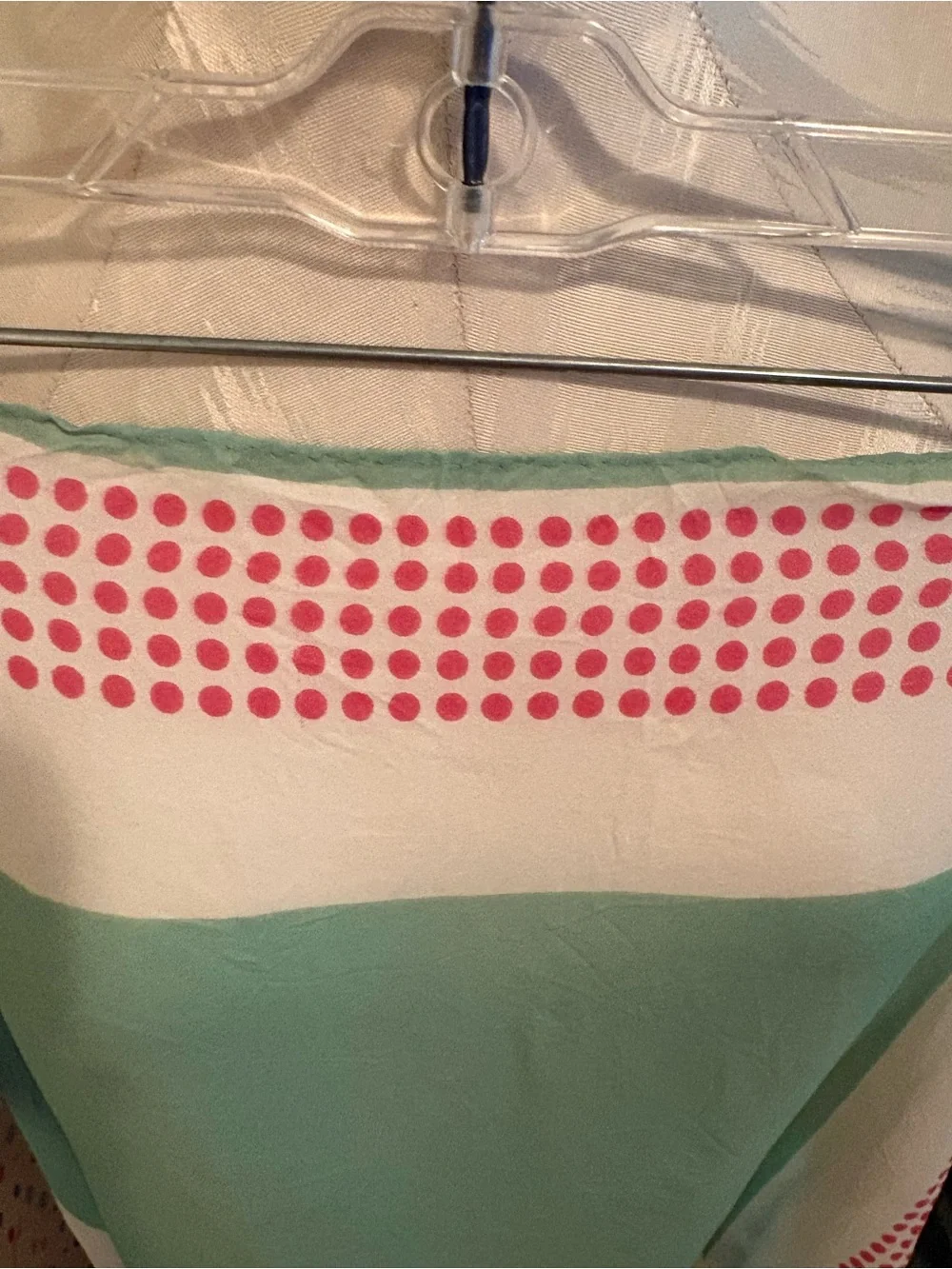 Vintage Mint and Pink Polka Dot Lightweight Scarf Wrap